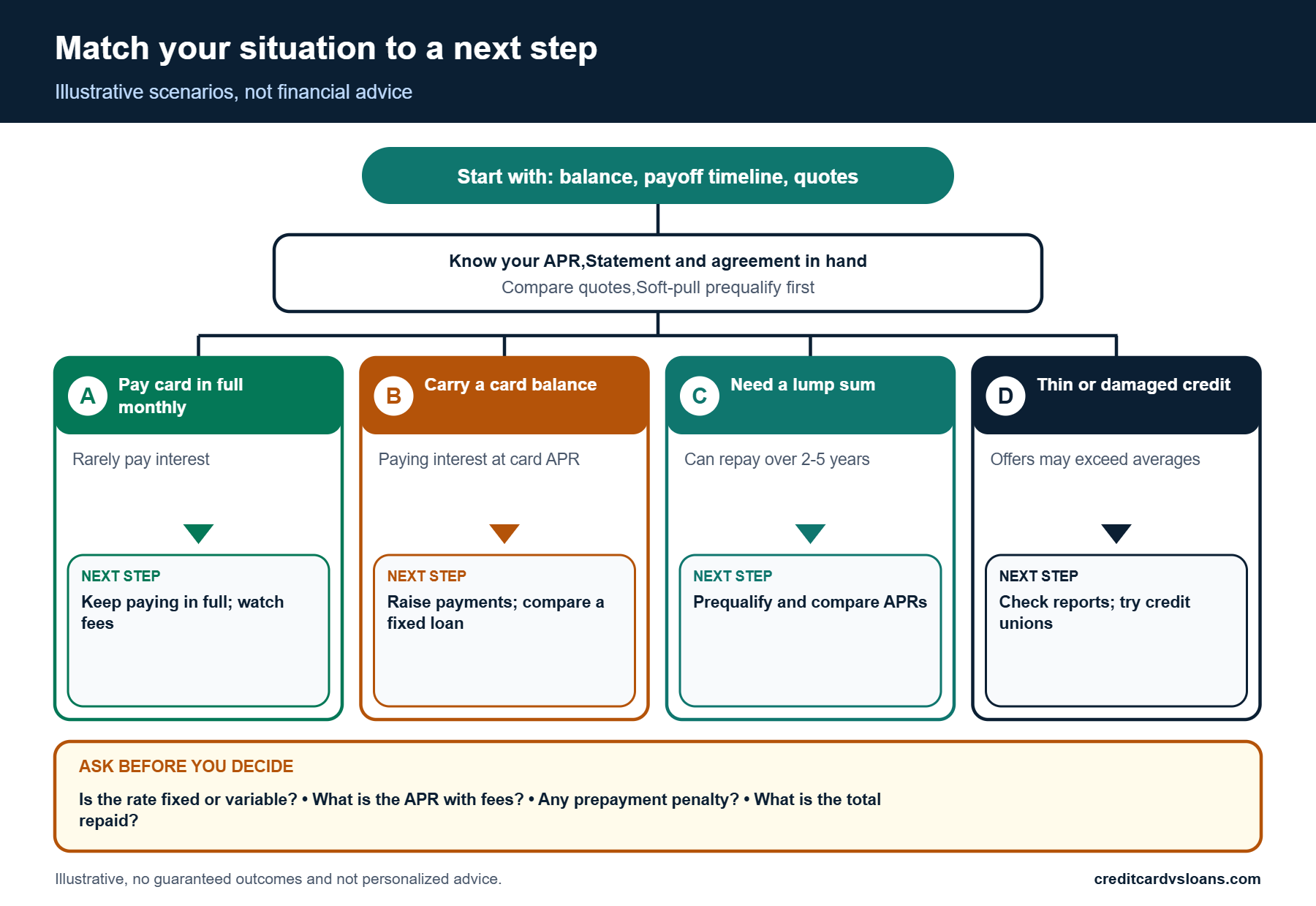 Four borrower scenarios for choosing between a card and a personal loan after the September 2026 rate increase